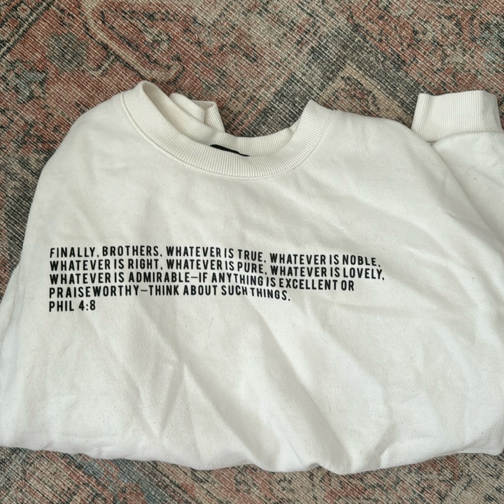Crew sweatshirt with bible verse